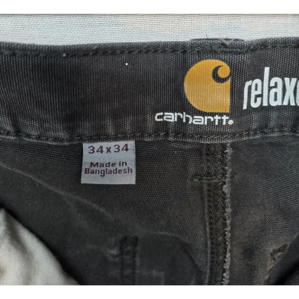 Carhartt Men's Gray Washed Twill Dungaree Work Pants Relaxed Fit Utility 34x34
